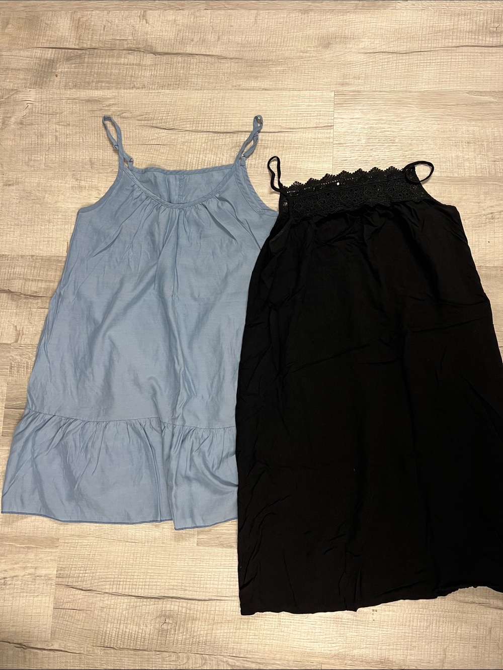 Light Blue & Black Spaghetti Strap Nightgowns size small NO TAGS